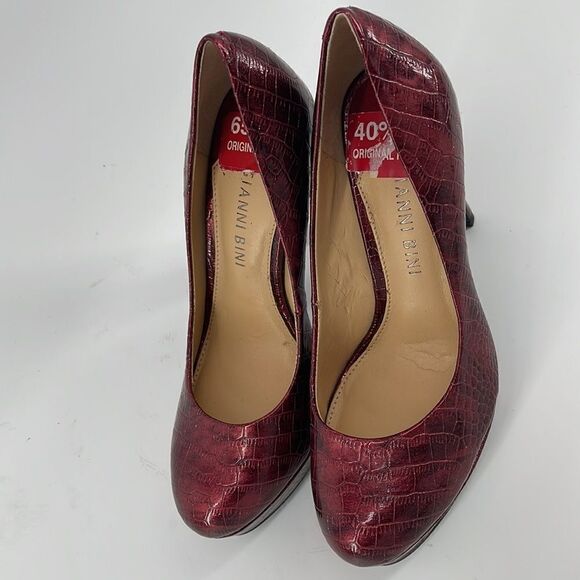 Gianni Bini wine red faux python print metallic platform heel heels shoes NWOT - Picture 7 of 14